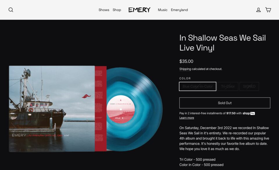 Emery | The Official Website & Store for EmeryのWEBデザイン
