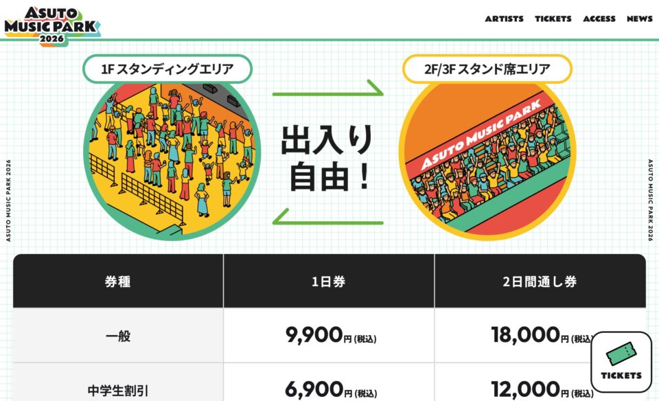 ASUTO MUSIC PARK 2026（アストミュージックパーク／アスパ）｜明日が色づく都市型音楽フェス in 仙台・あすと長町のWEBデザイン