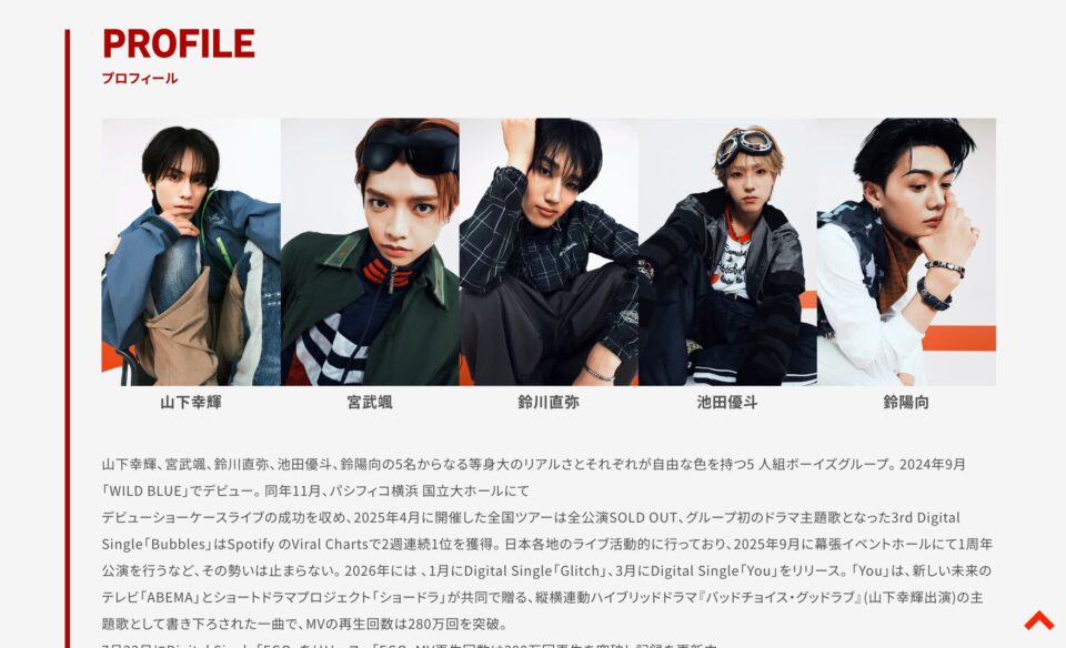 WILD BLUE ファーストアルバム「CURVE」 | SPECIAL SITEのWEBデザイン