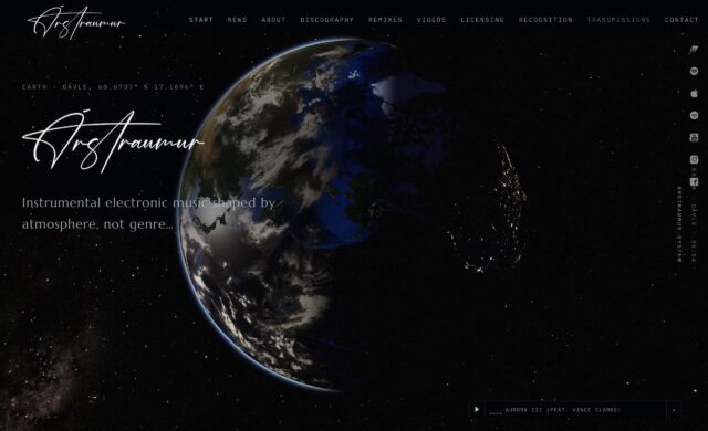 Árstraumur · Instrumental electronic musicのWEBデザイン